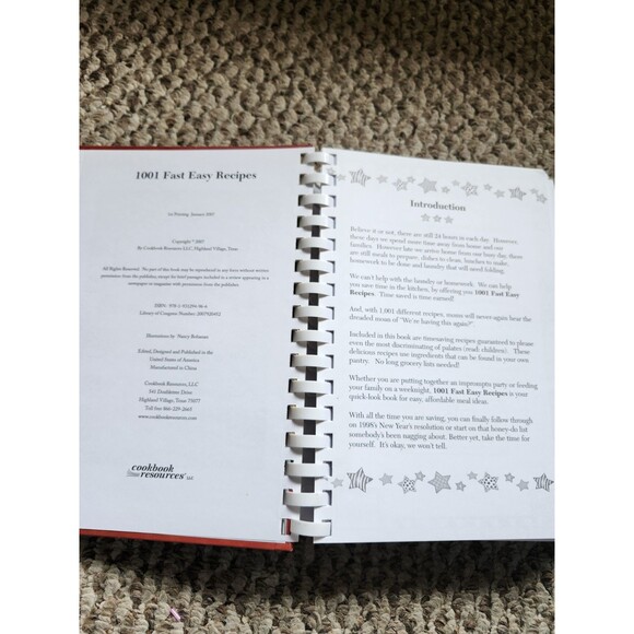 1001 Fast Easy Recipes by Nancy Bohanan First Print 2007 HC Spiral Cookbook - Picture 8 of 16